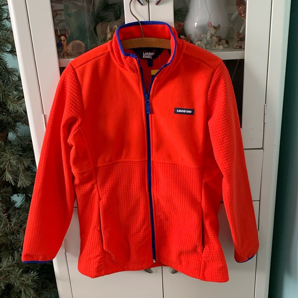 Lands’ End sz M 10-12 fleece zip jacket nwt